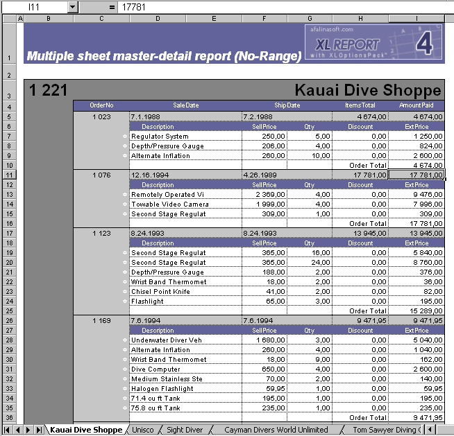 AfalinaSoft XL Report for Delphi 4 Screenshot